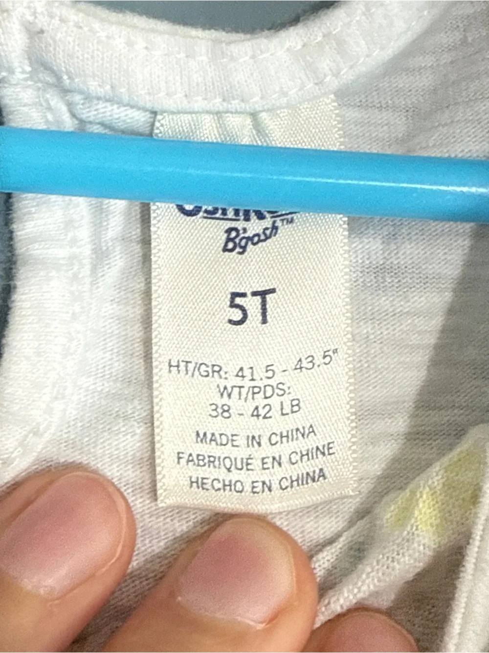 Girls' White Tank Top with Blue & Yellow Floral Yoke